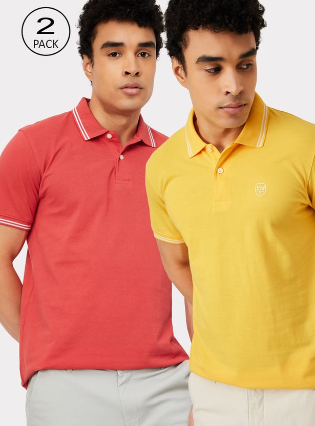 Men Solid Polo T-shirt - Pack of 2