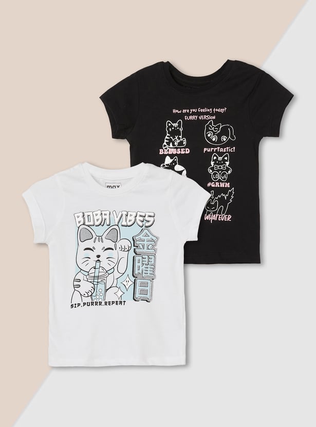 Girls Printed T-shirt - Pack of 2