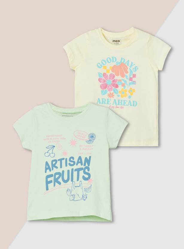 Girls Printed T-shirt - Pack of 2