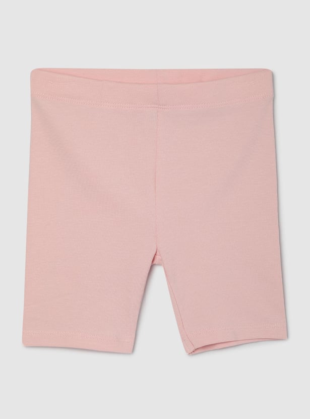 Girls Solid Shorts - Pack of 2