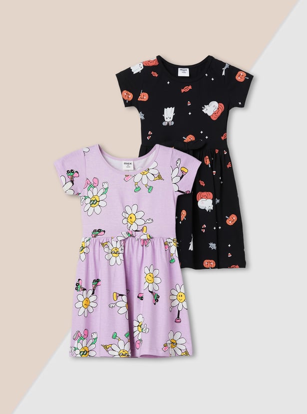 Girls Printed Dress - Pack of 2