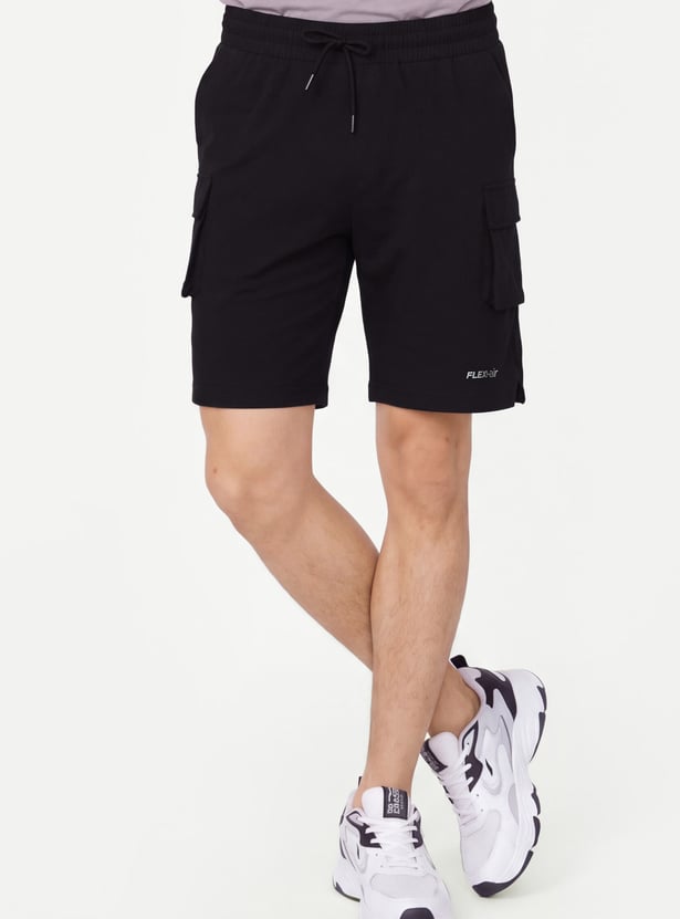 Men Solid Sports Shorts