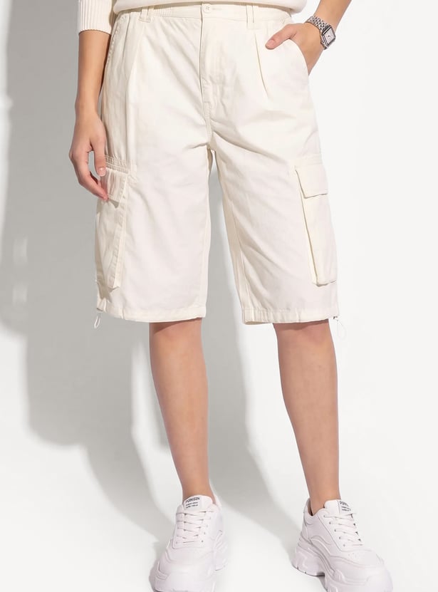 URB_N Women Solid Cargo Shorts