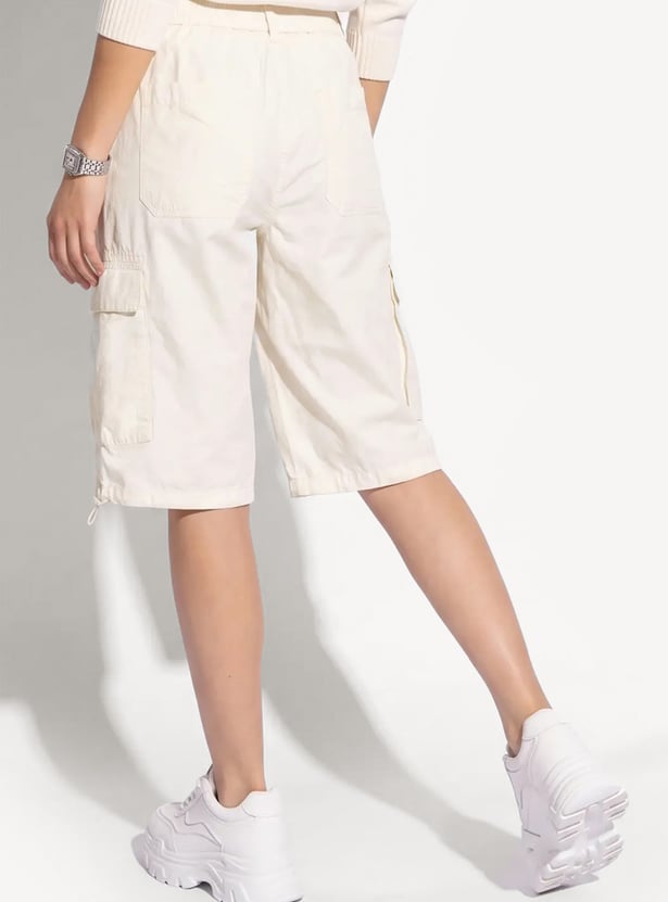 URB_N Women Solid Cargo Shorts