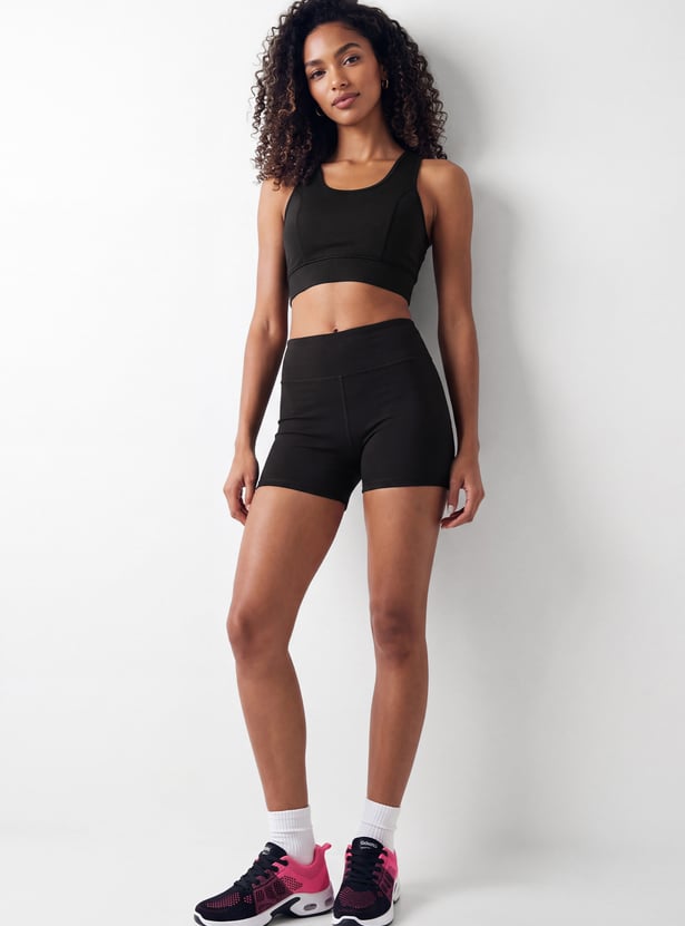 Women Solid Sports Shorts