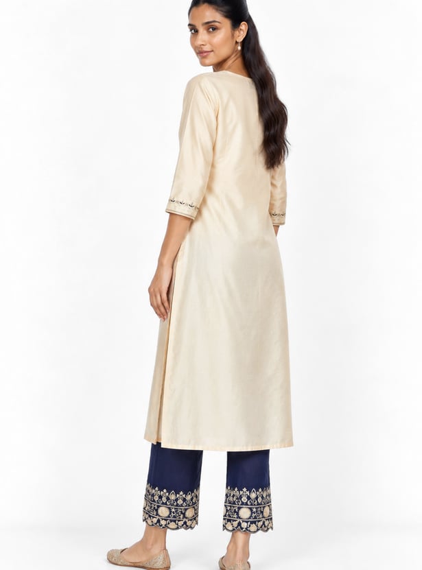 Women Embroidered Straight Kurta Set