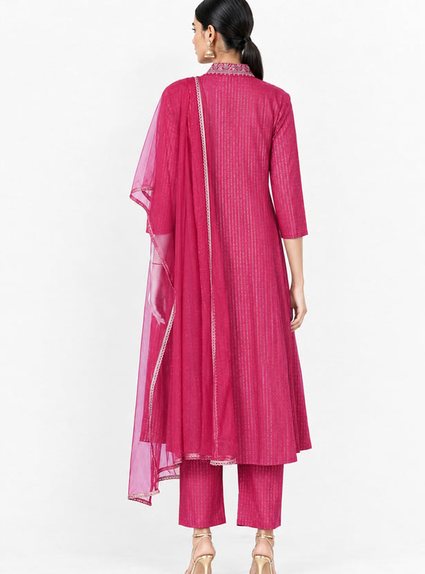 Women Embroidered Anarkali Kurta Set with Dupatta