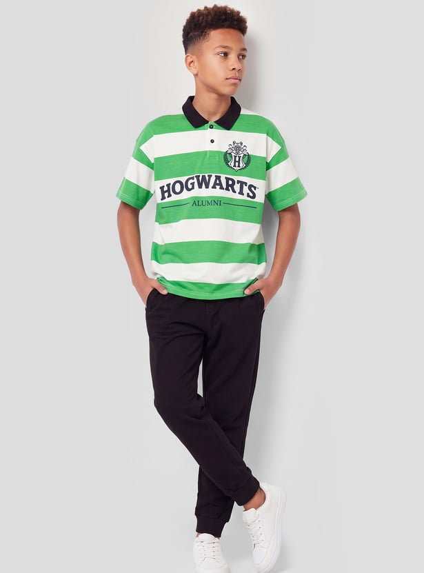 Boys Hogwarts Striped Polo T-shirt