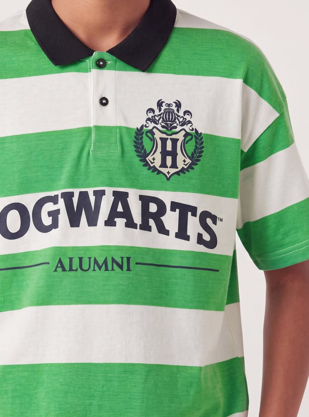 Boys Hogwarts Striped Polo T-shirt