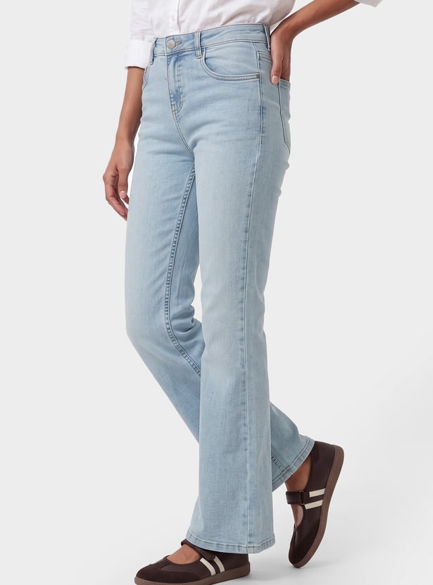 Women Washed High Rise Jeans