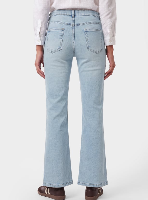 Women Washed High Rise Jeans