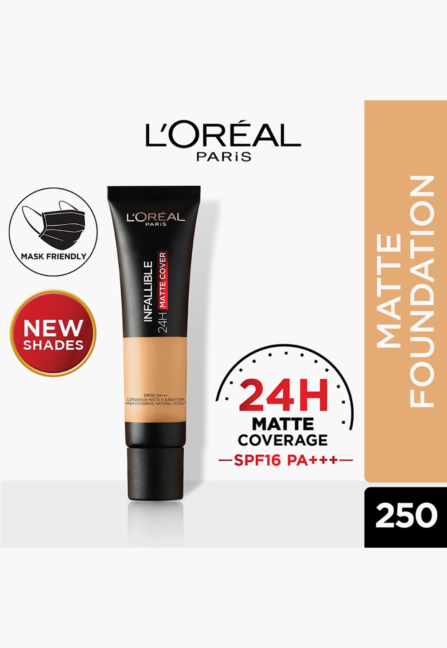 L'OREAL PARIS Infallible 24H Matte Cover Liquid Foundation - 250 Radiant Sand - 35ml-picture-45