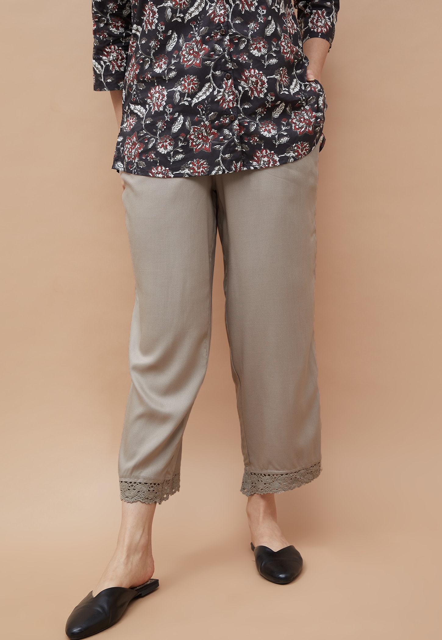 MELANGE Solid Straight Pants-image-35