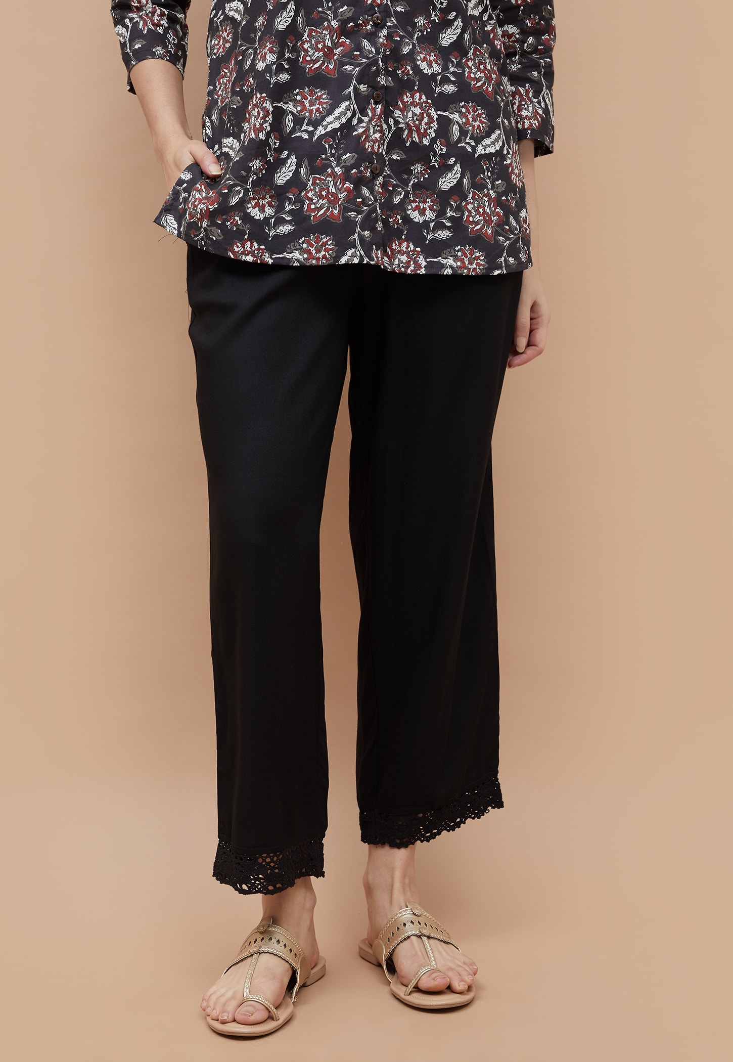 MELANGE Solid Straight Pants-image-36