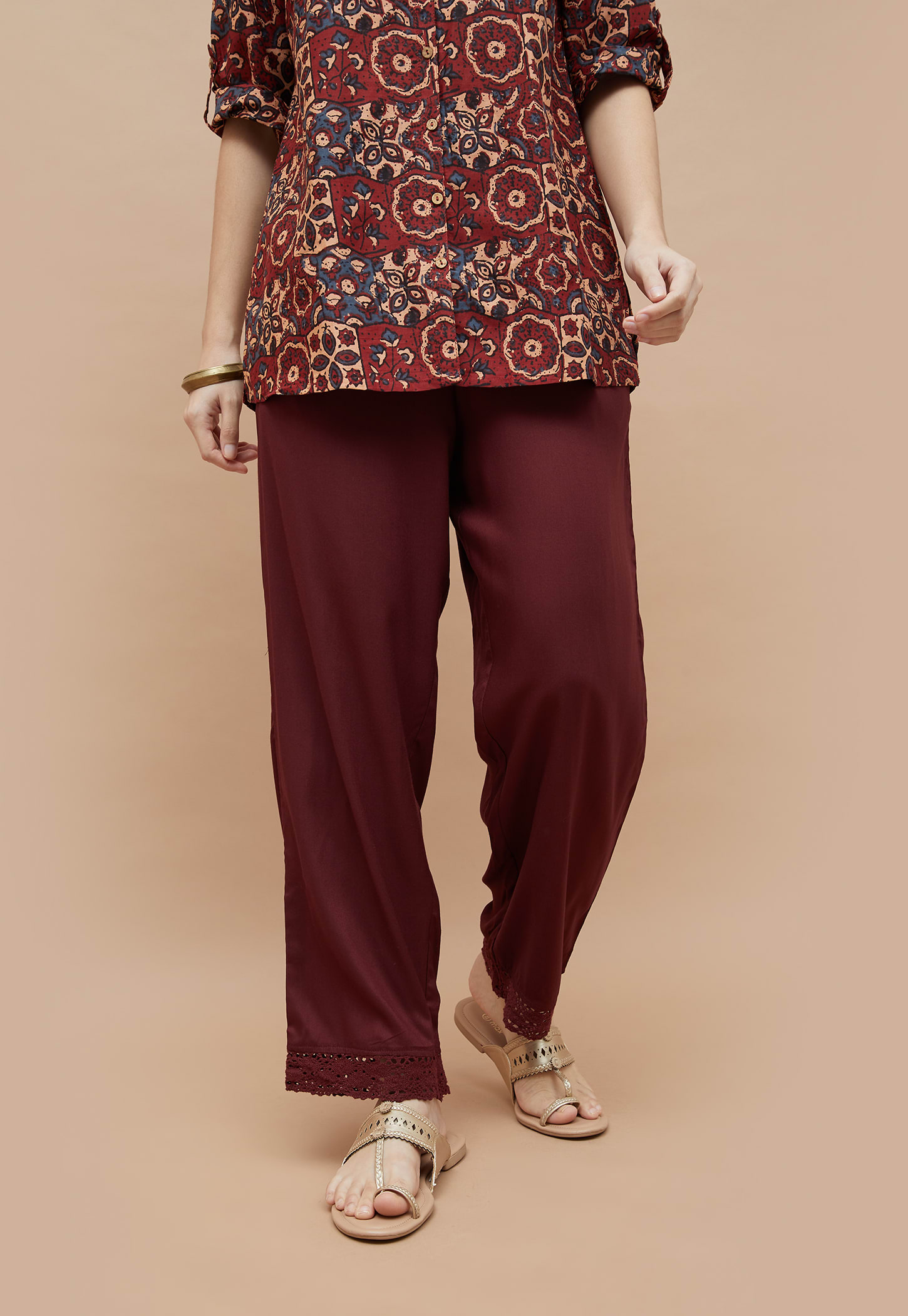 MELANGE Solid Straight Pants-picture-35