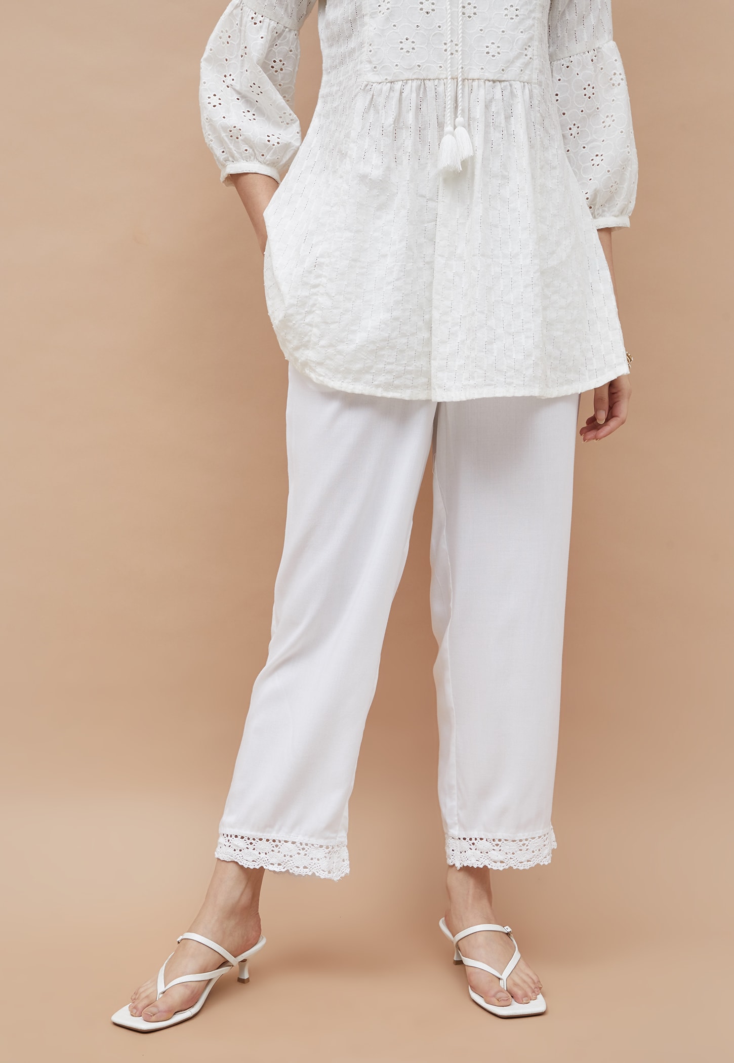 MELANGE Solid Straight Pants-image-30