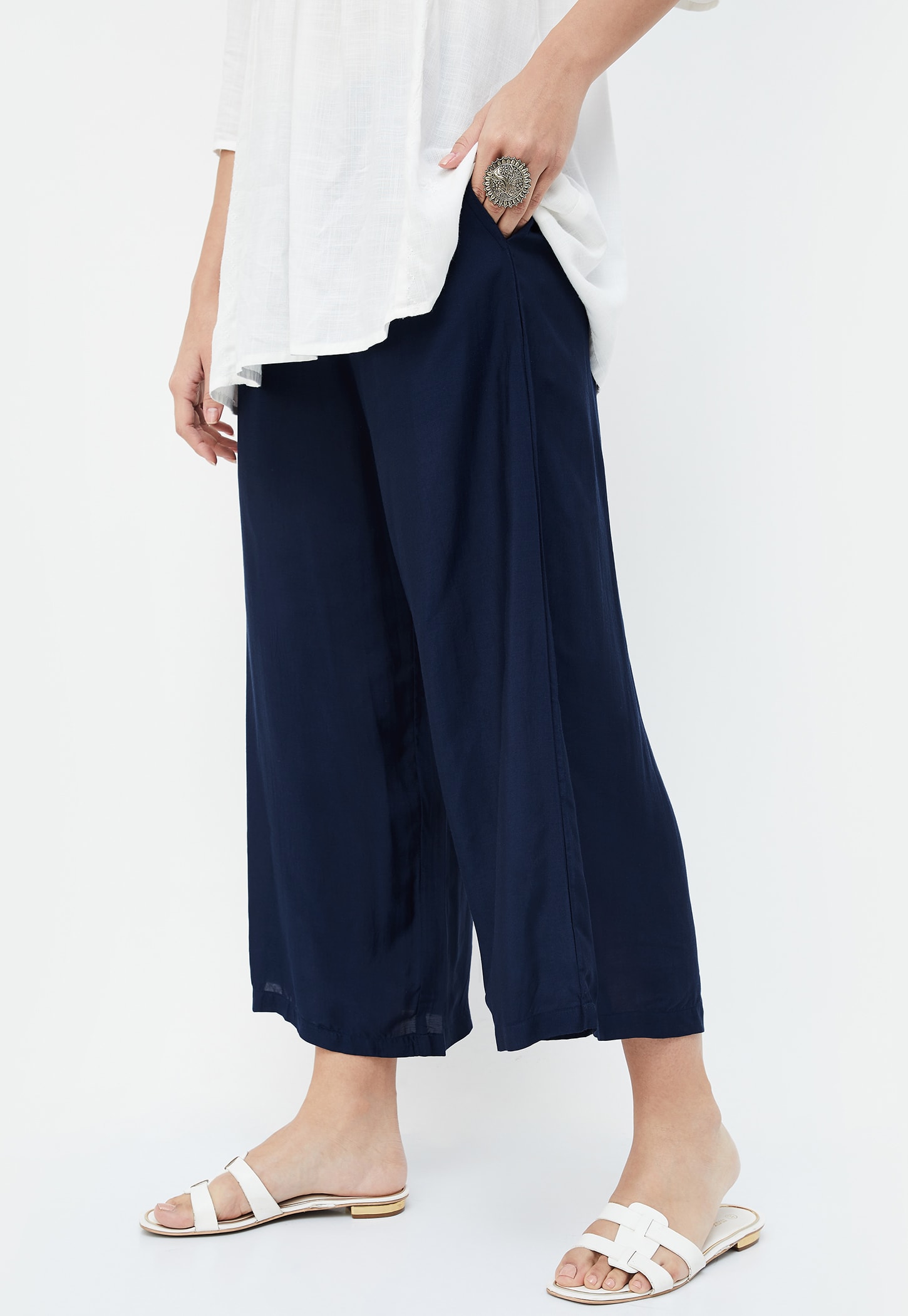 MELANGE Women Solid Flared Palazzos-picture-24