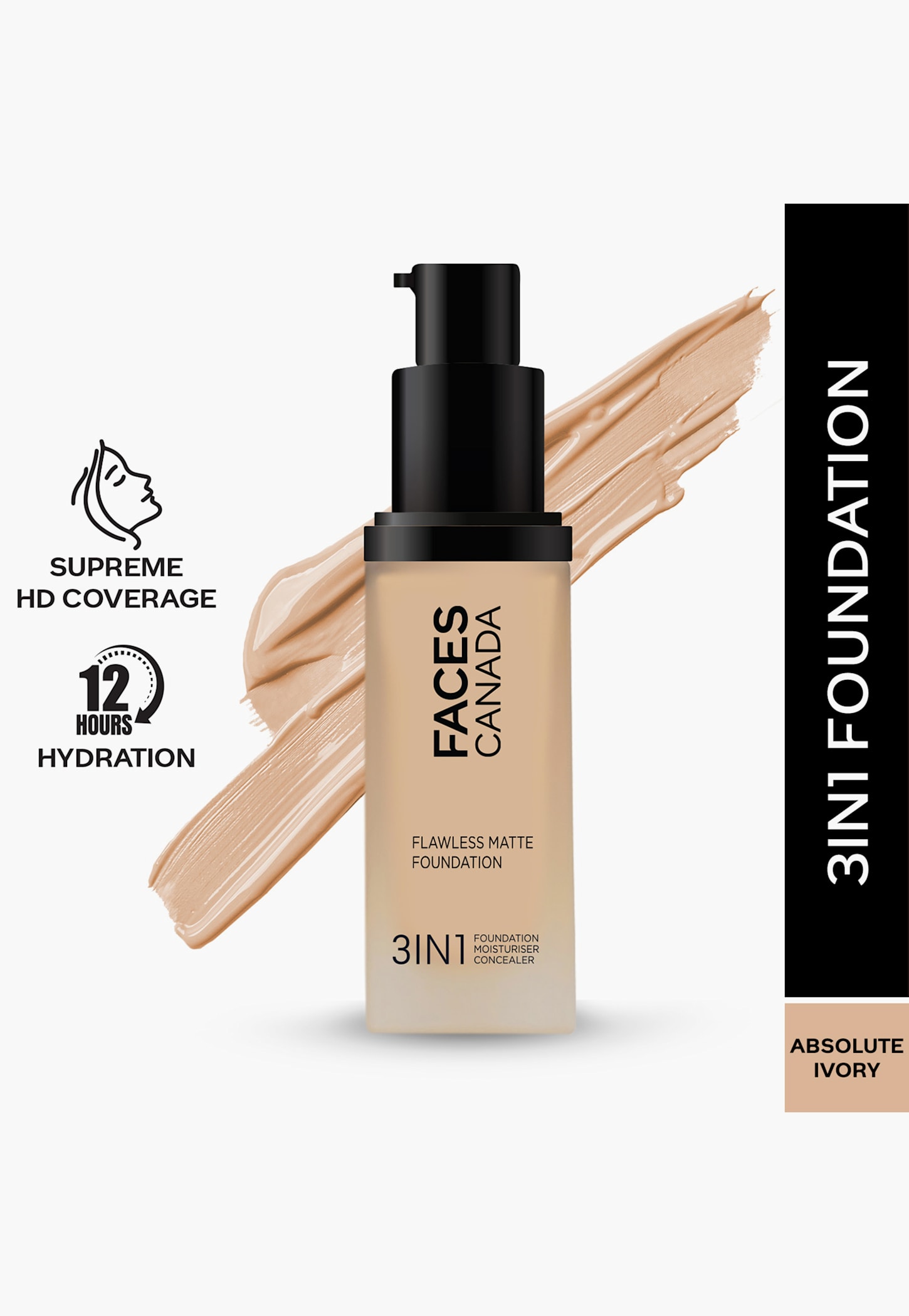 FACES CANADA Flawless 3-in-1 Matte Foundation - Absolute Ivory 012 - 30ml-picture-34
