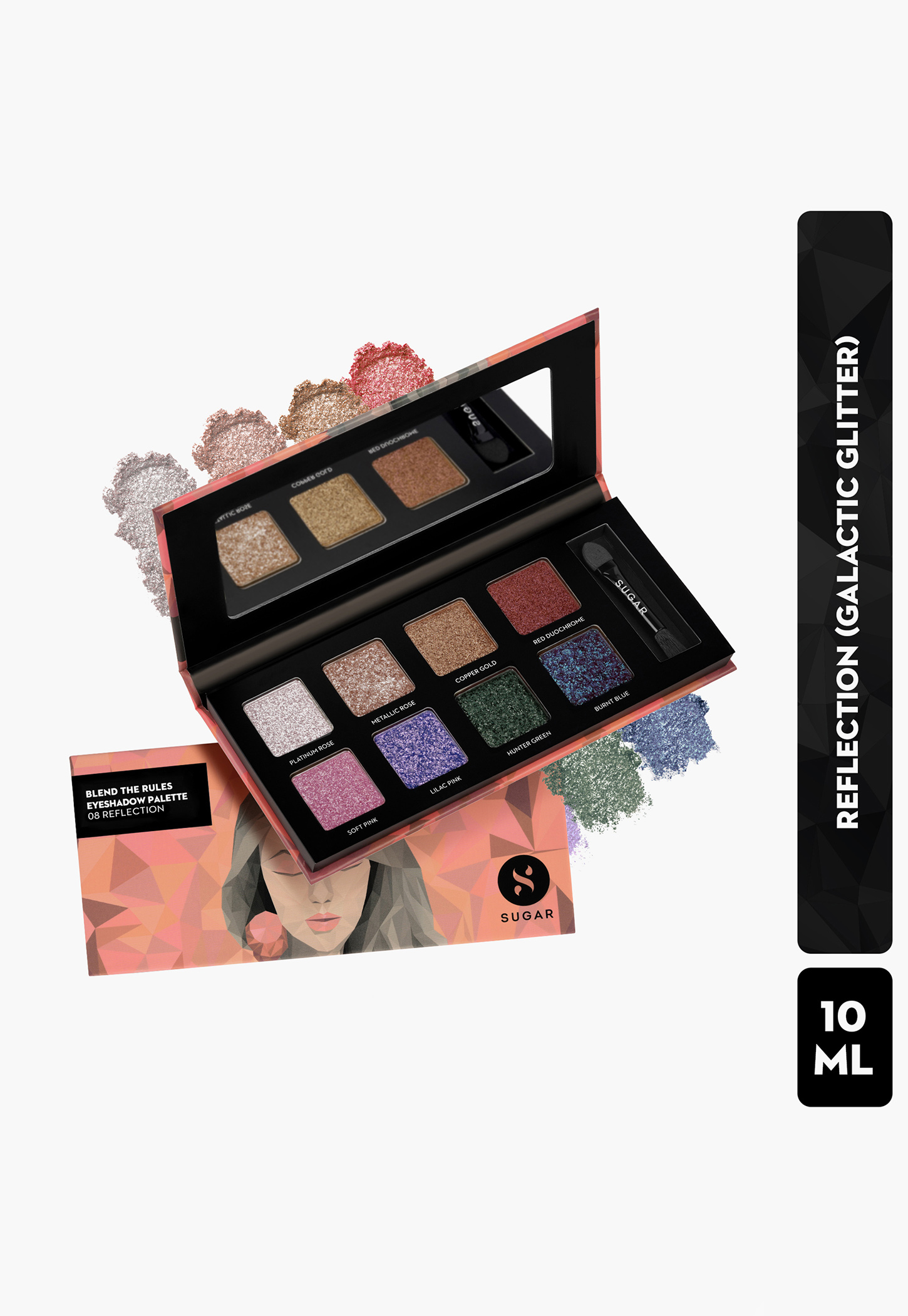 SUGAR Blend The Rules Matte Eyeshadow Palette- 08 Reflection (Galactic Glitter) - 10ml-image-11