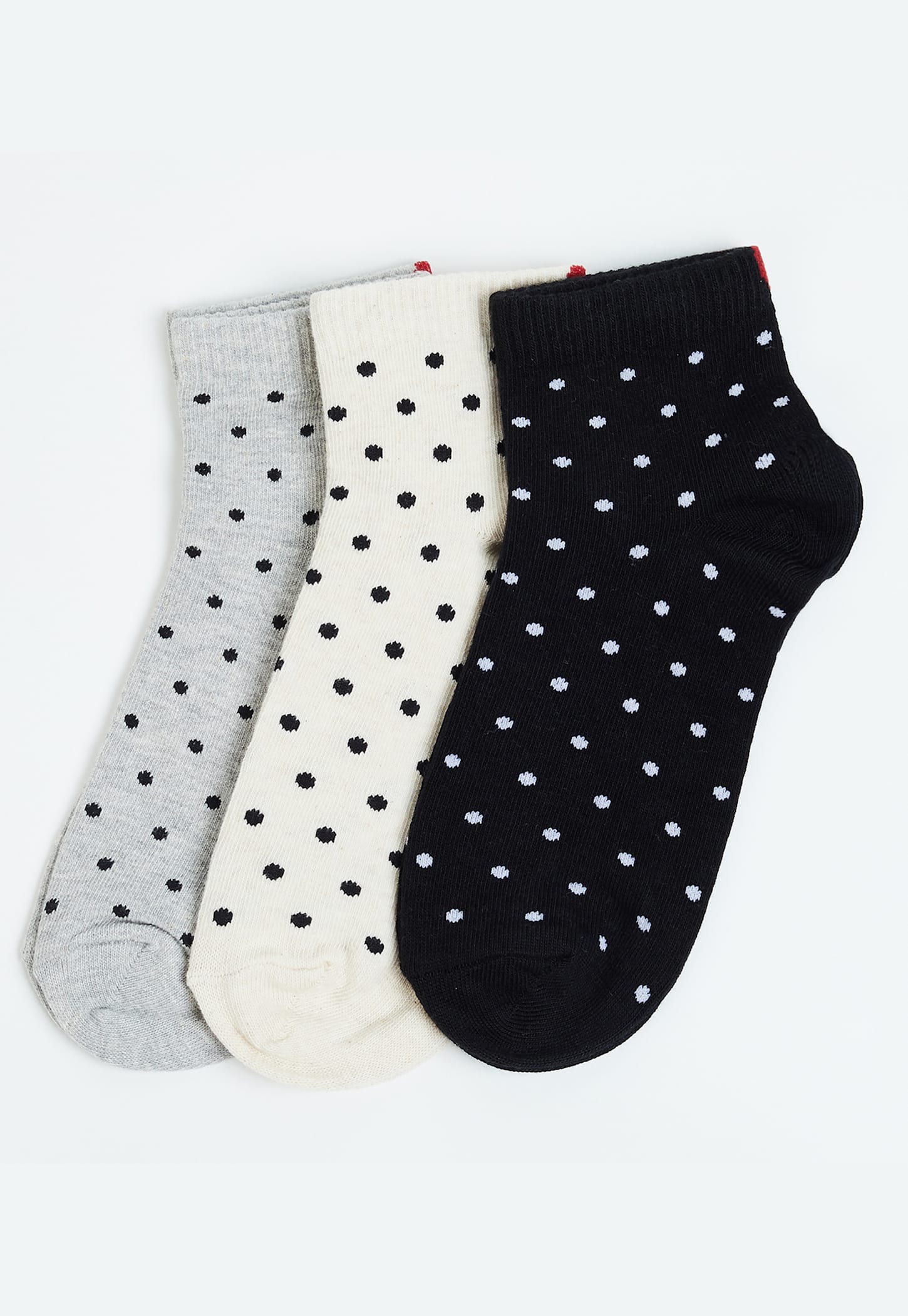 GINGER Women Polka Dot Woven Ankle Length Socks - Pack of 3-image-11