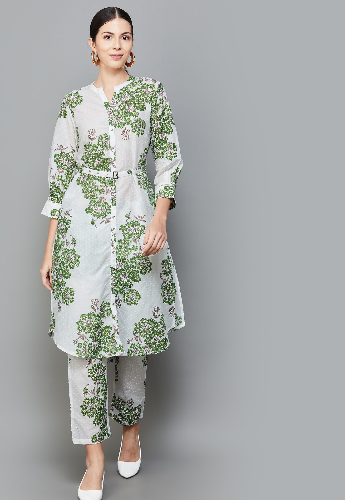 W Women Floral Print A-line Kurta Set-picture-55