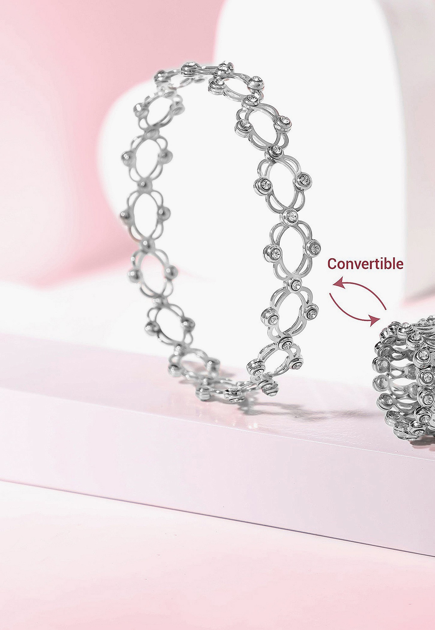 GIVA Sterling Silver Supple Convertible Bracelet-image-20