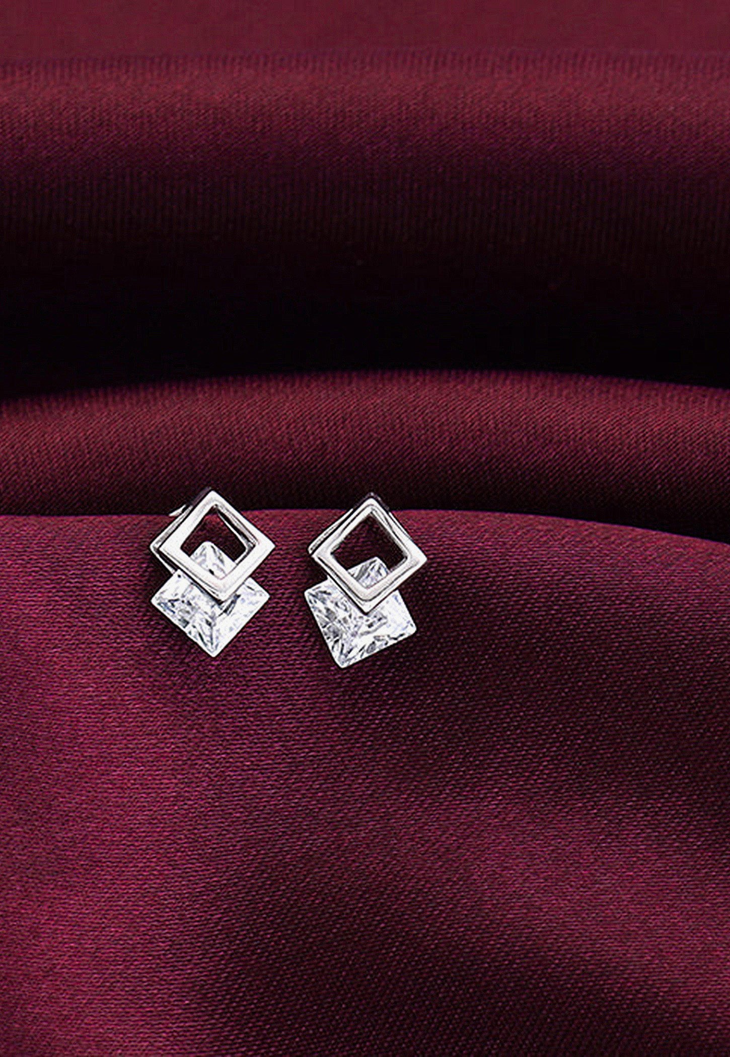 GIVA Sterling Silver Quadrangle Stud Earrings-image-11