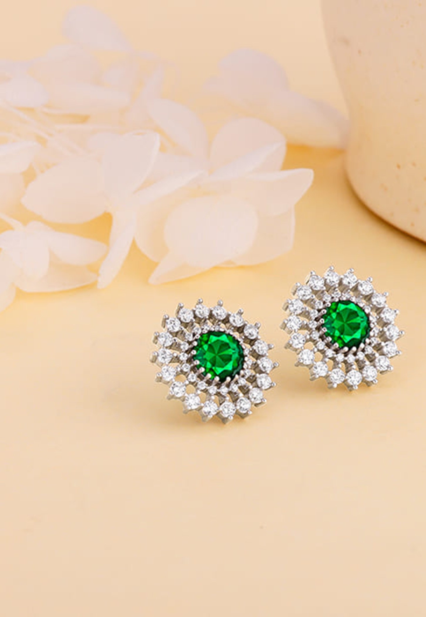 GIVA Sterling Silver Emerald Stud Earrings-image-21