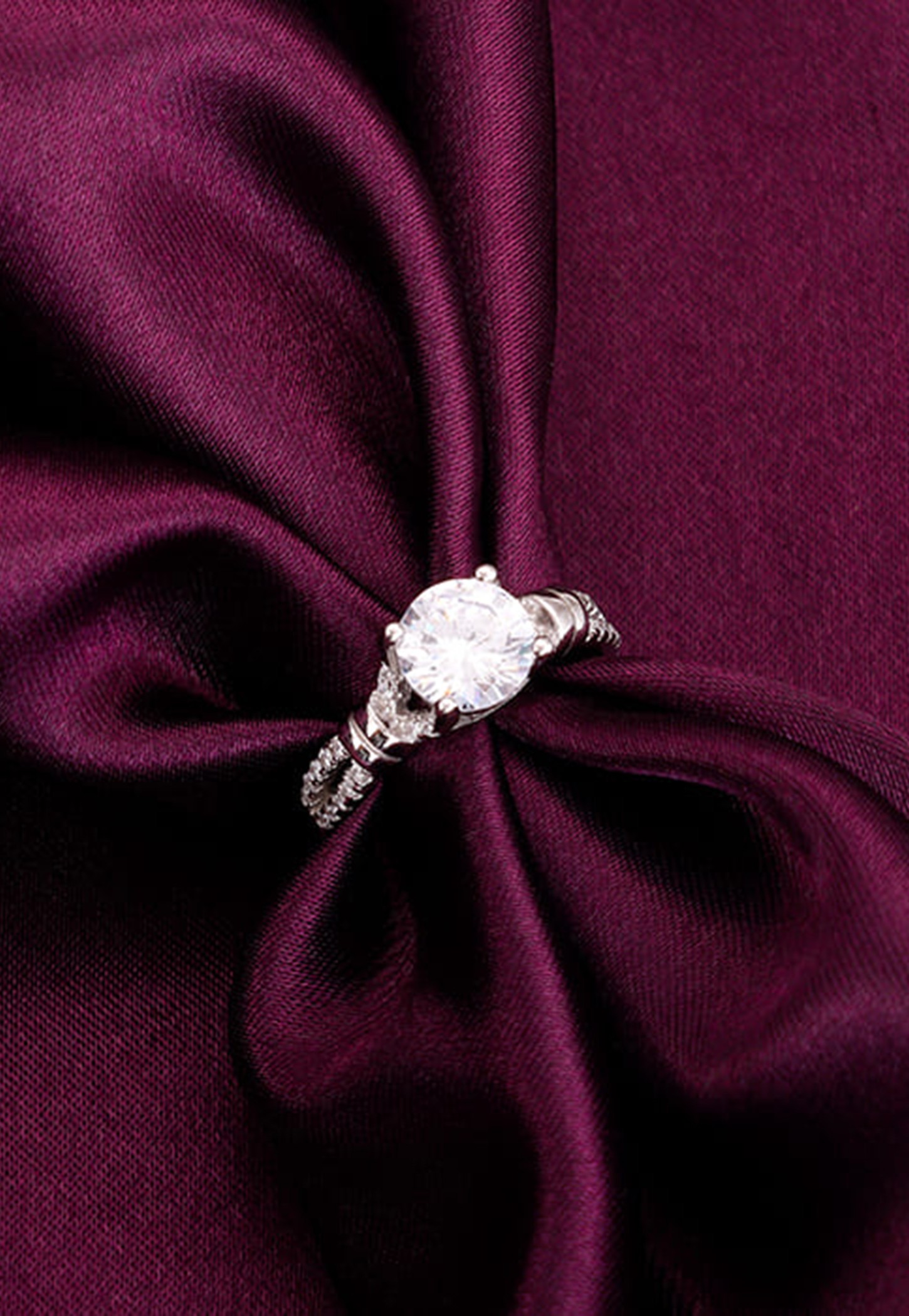 GIVA Sterling Silver Zircon Studded Finger Ring-image-32