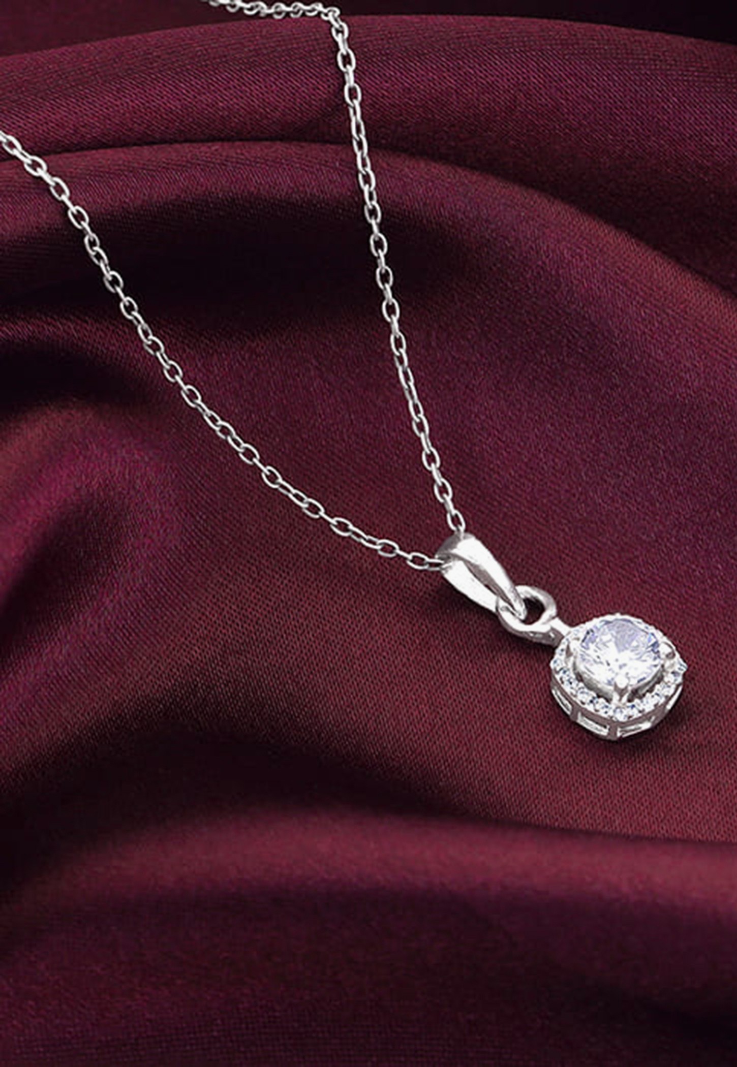 GIVA Sterling Silver Twilight Solitaire Pendant with Link Chain-picture-23