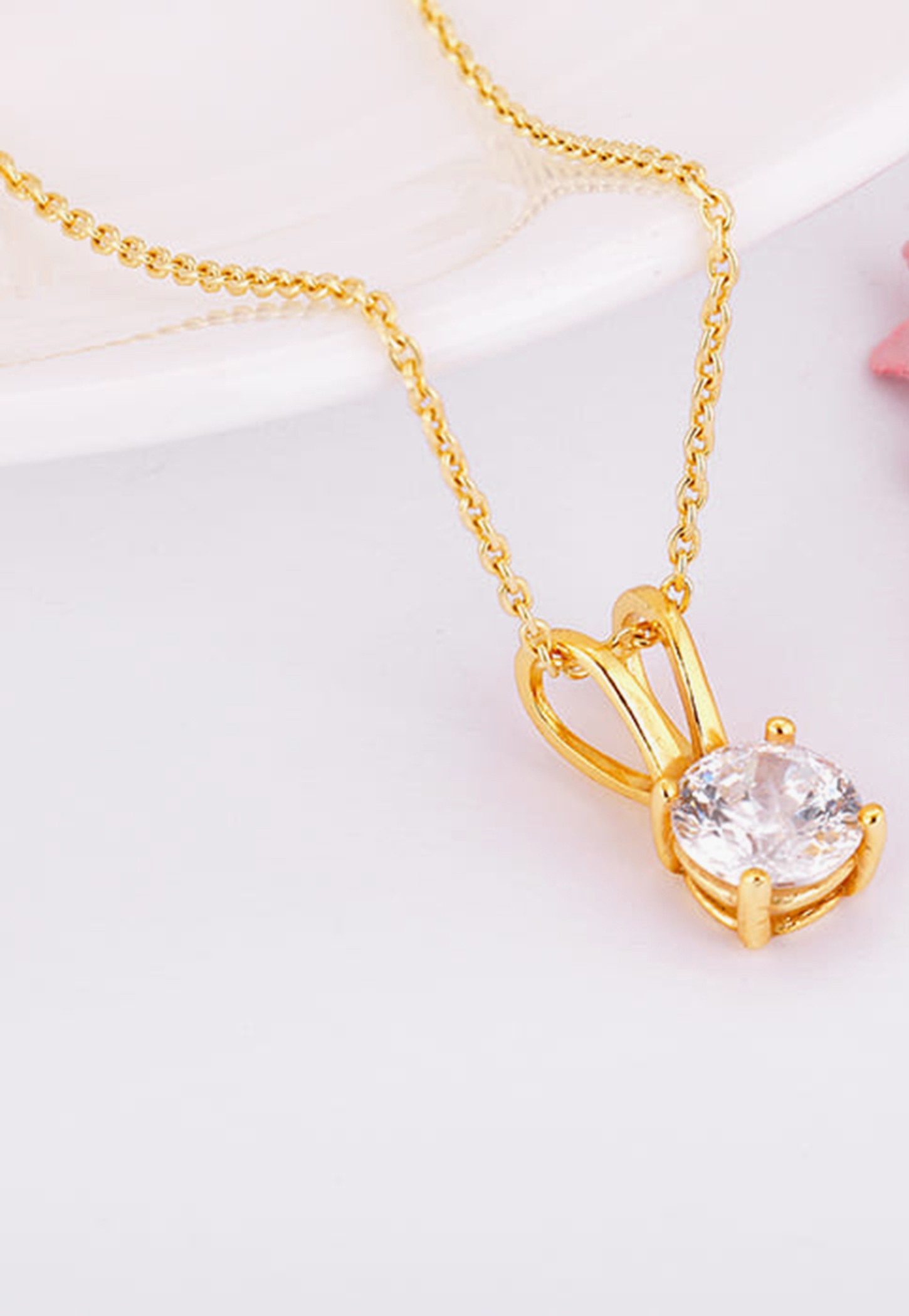 GIVA Sterling Silver Golden Zircon Pendant with Link Chain-picture-13