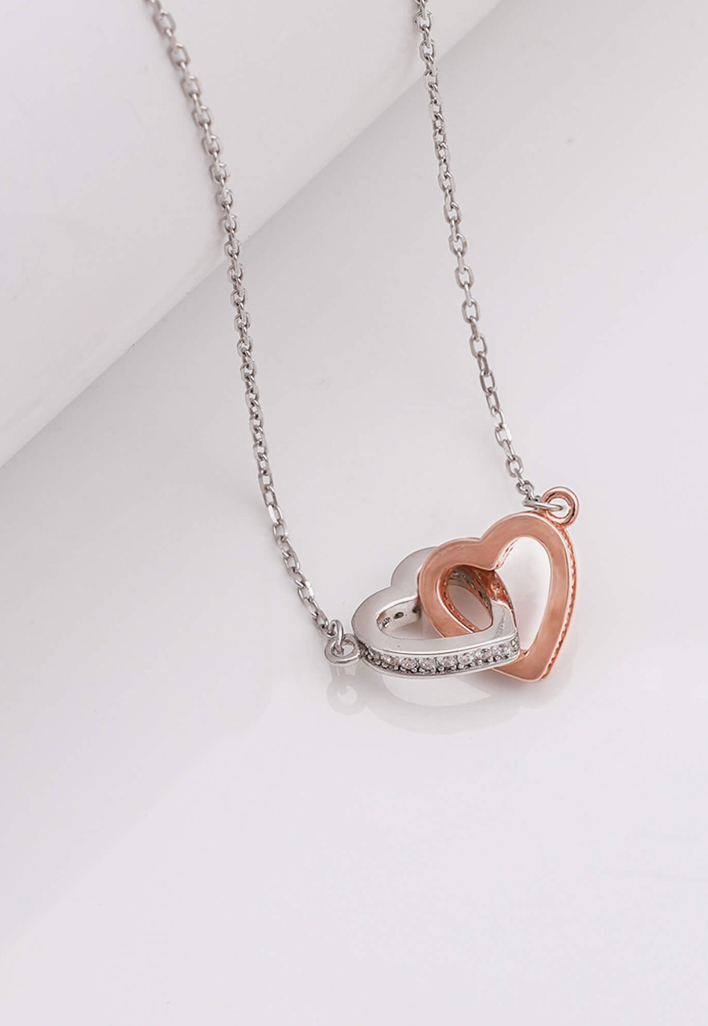 GIVA Sterling Silver Interlocked Heart Chain with Pendant-image-49