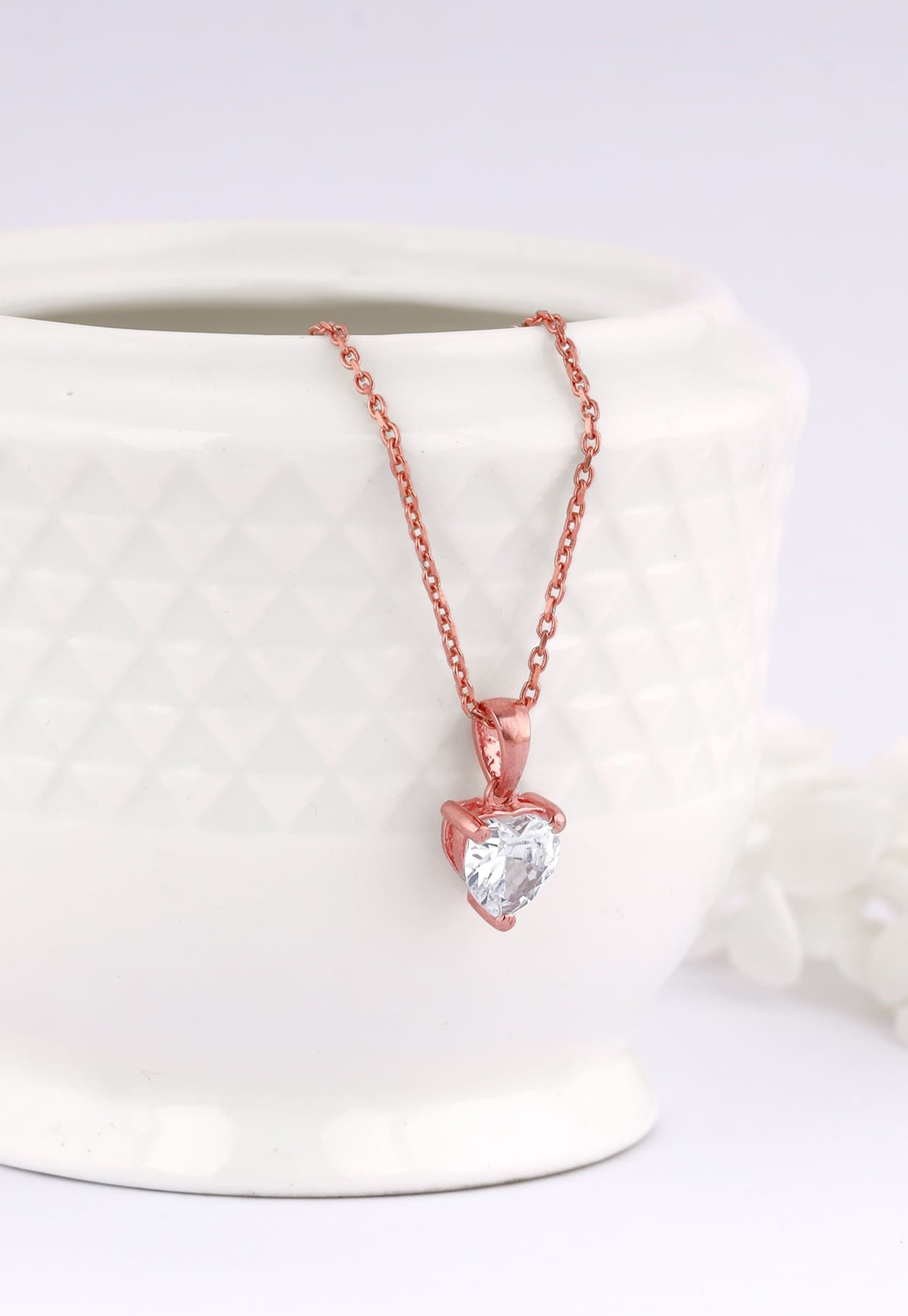GIVA Sterling Silver Solitaire Heart Chain with Pendant-image-24