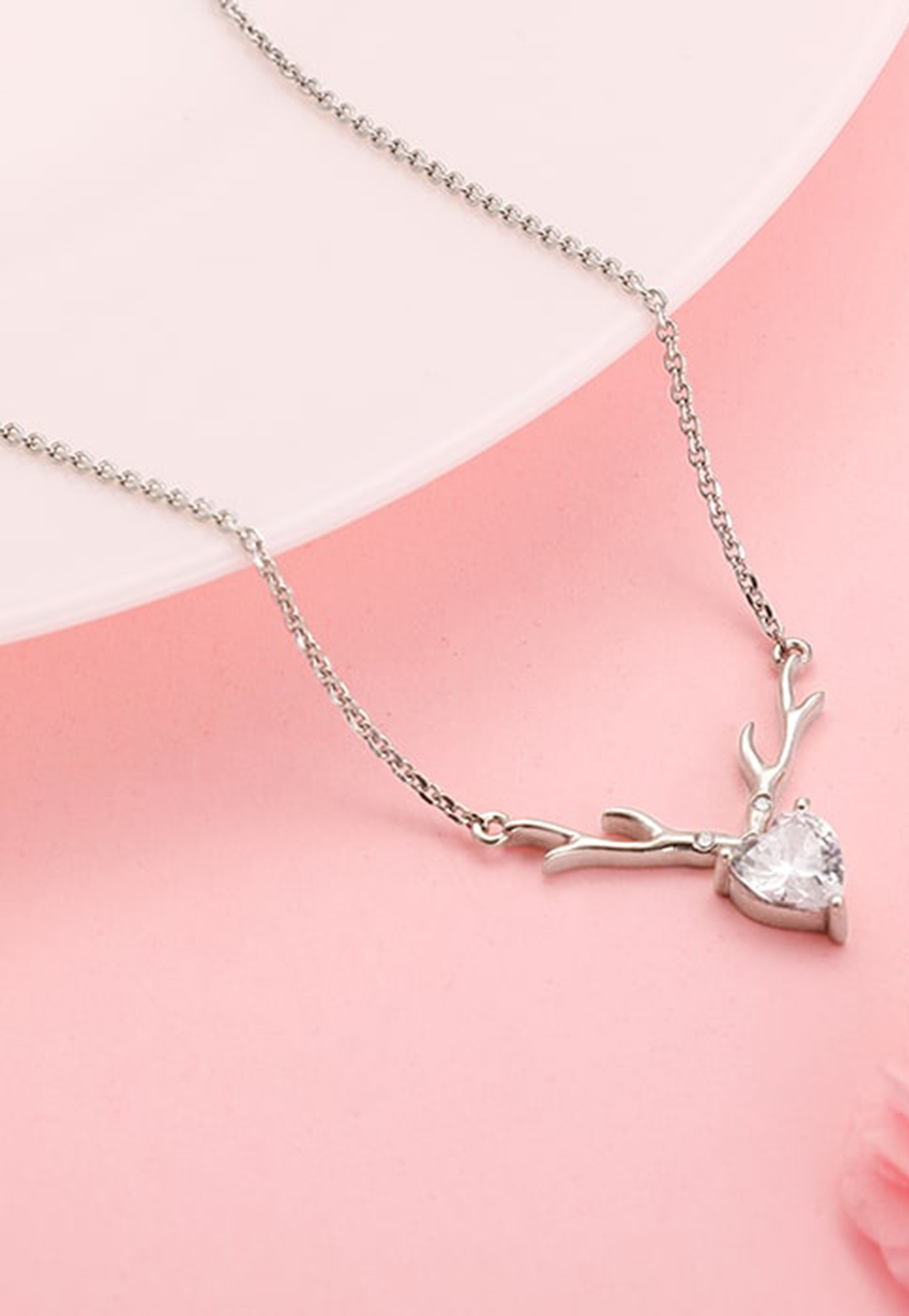 GIVA Sterling Silver Deer Heart Chain with Pendant-image-47