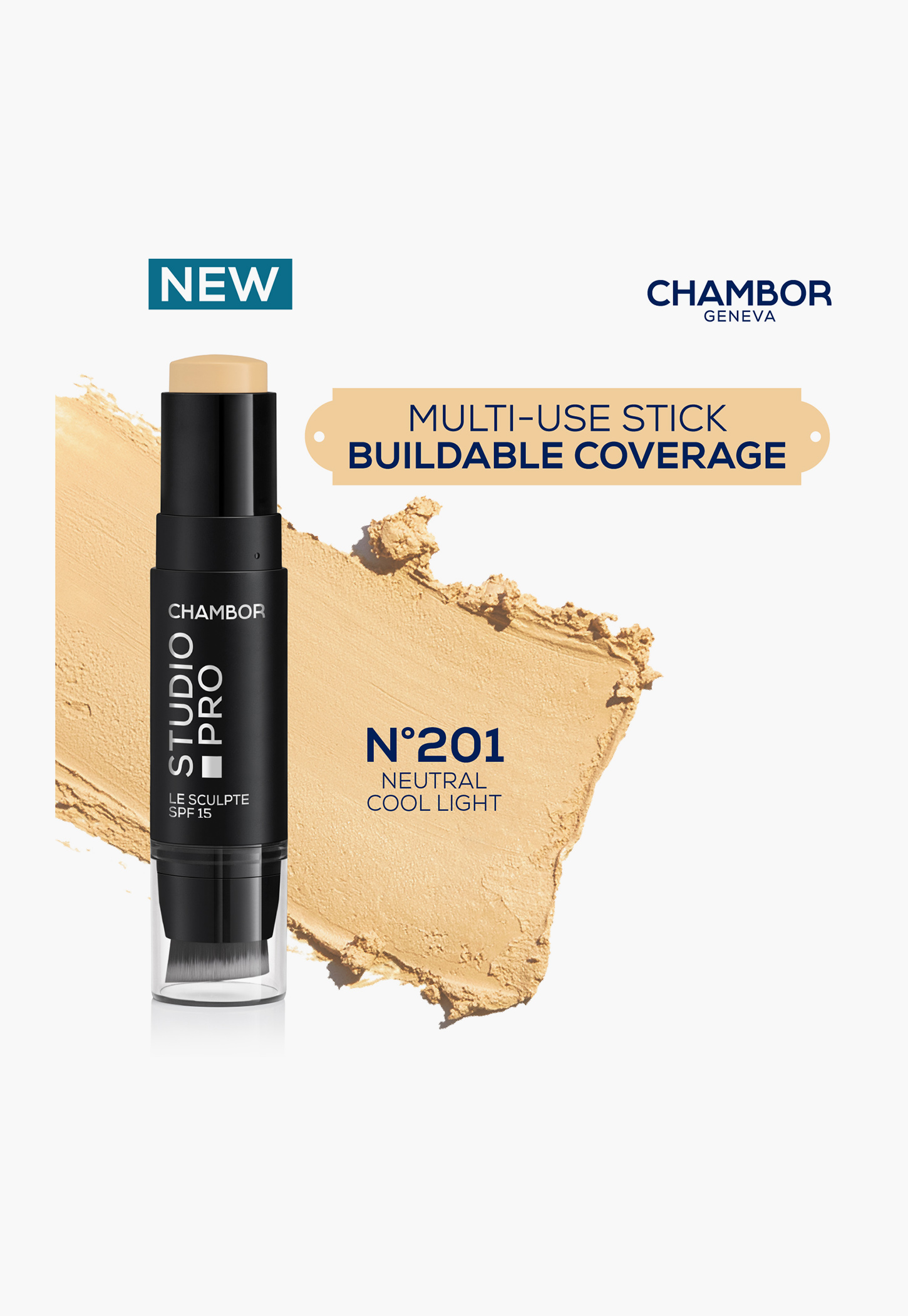 CHAMBOR Studio Pro Le Sculpte SPF 15 Foundation Stick - 201 Neutral Cool Light - 10g-picture-50