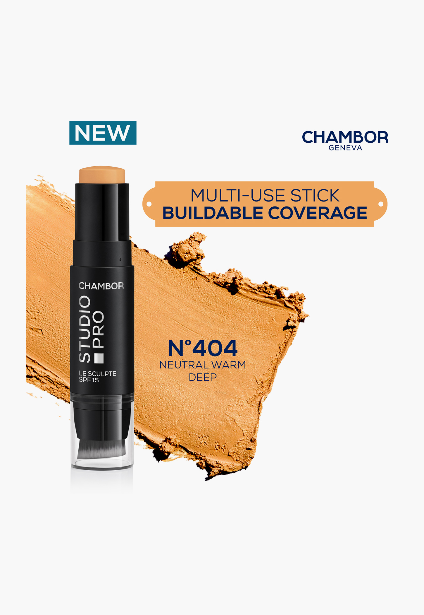 CHAMBOR Studio Pro Le Sculpte SPF 15 Foundation Stick - 404 Neutral Warm Deep - 10g-picture-21