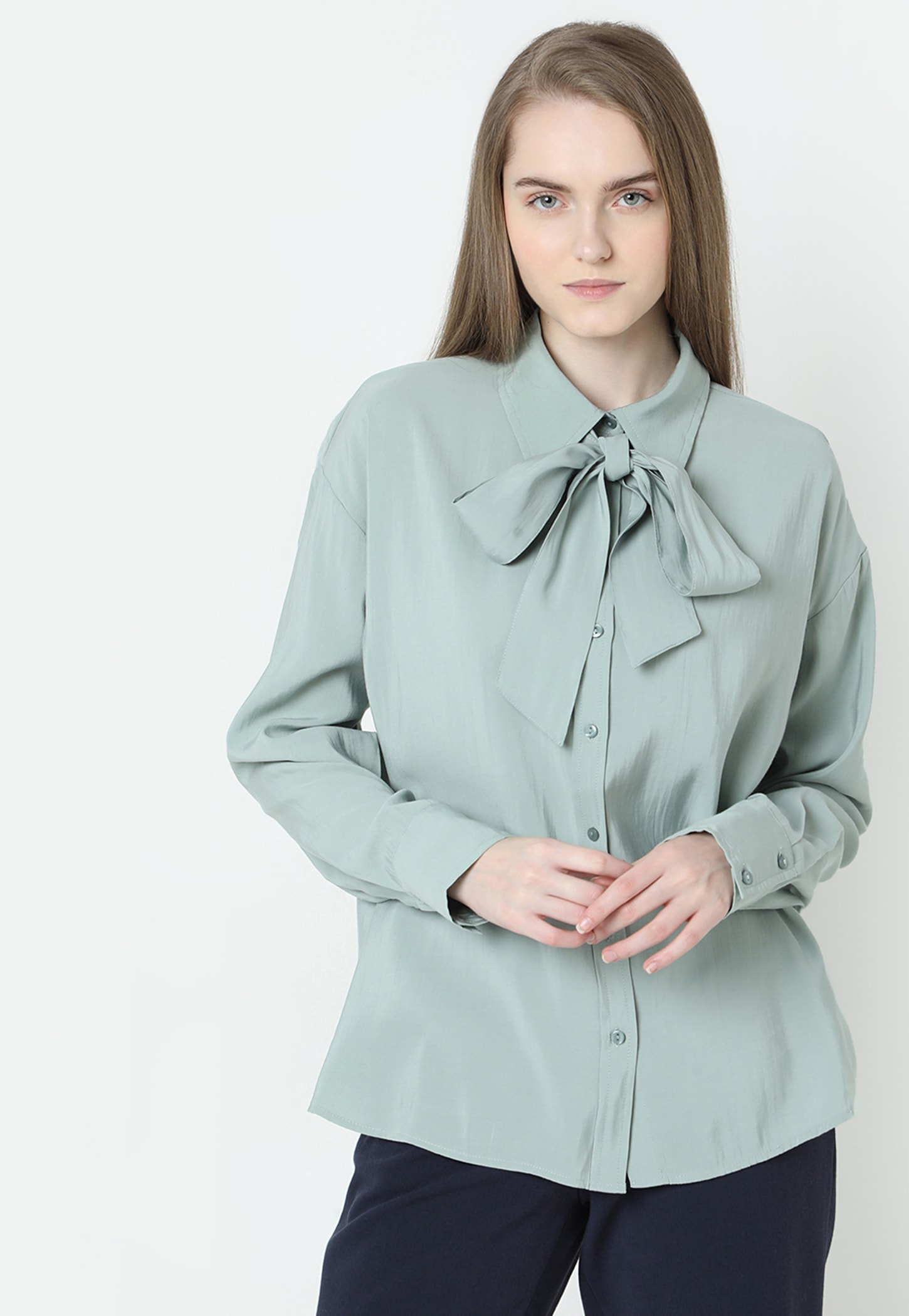 VERO MODA Women Solid Bow Detail Shirt-picture-26