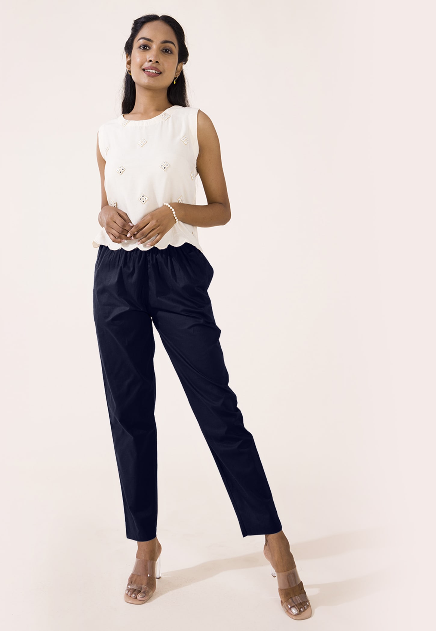 GO COLORS Solid Tapered Fit Straight Pants-picture-35
