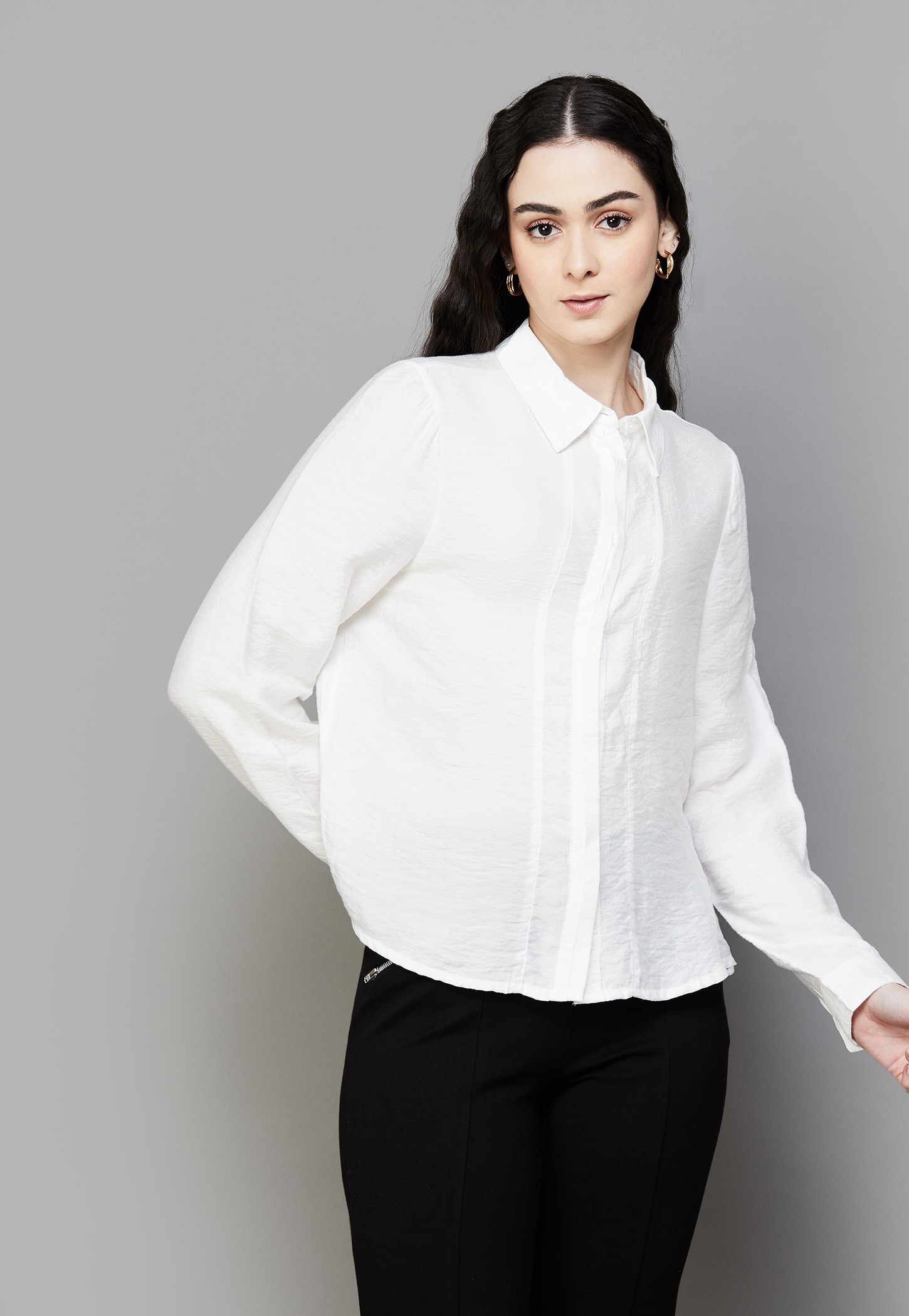 VERO MODA Solid Full Sleeves Shirt-image-40