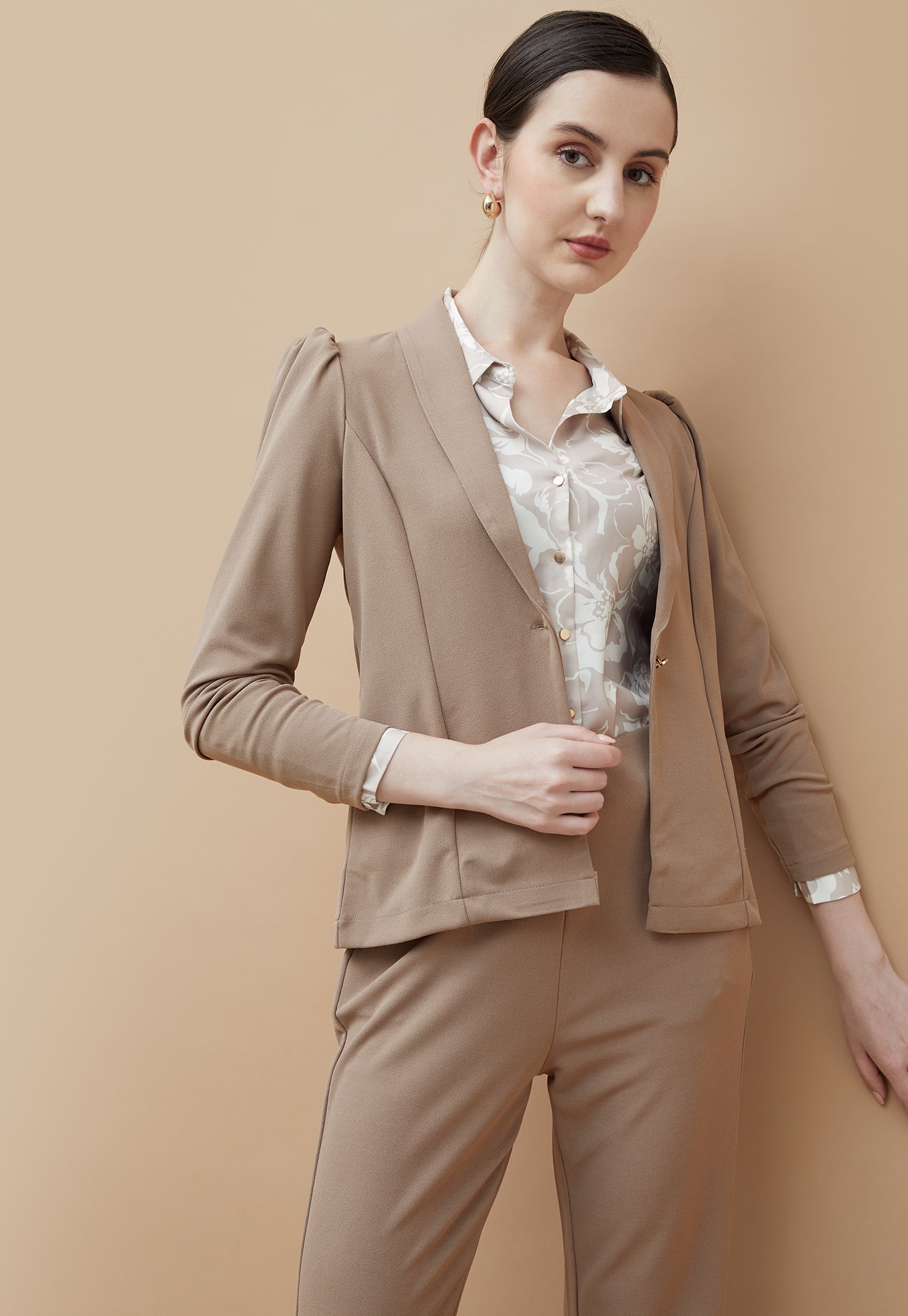 CODE Solid Shawl Collar Single-Breasted Blazer-picture-37