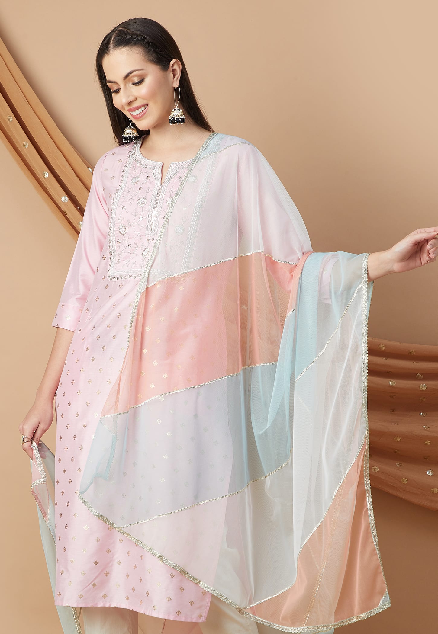 MELANGE Colourblocked Dupatta-image-39
