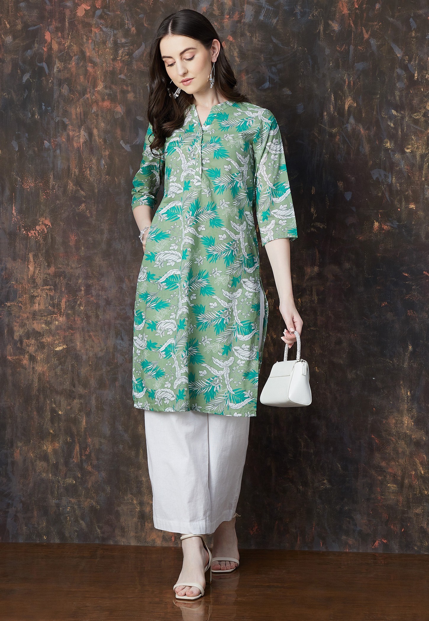 MELANGE Floral Print Straight Kurta-picture-43