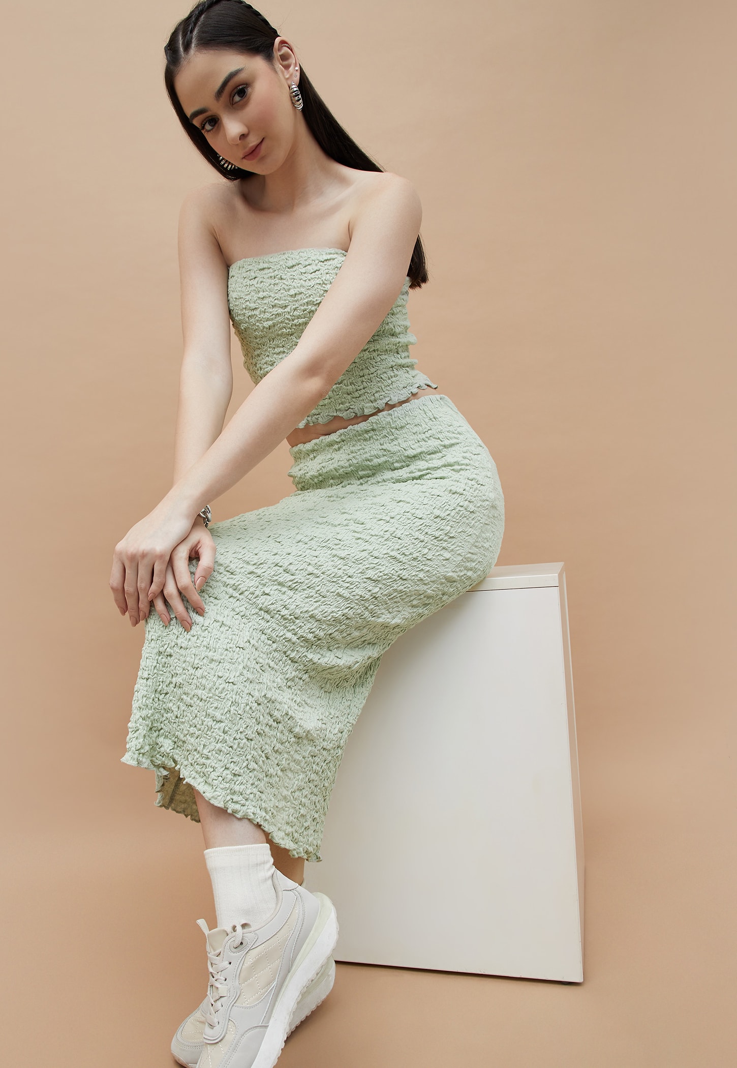 GINGER Textured Pencil Skirt