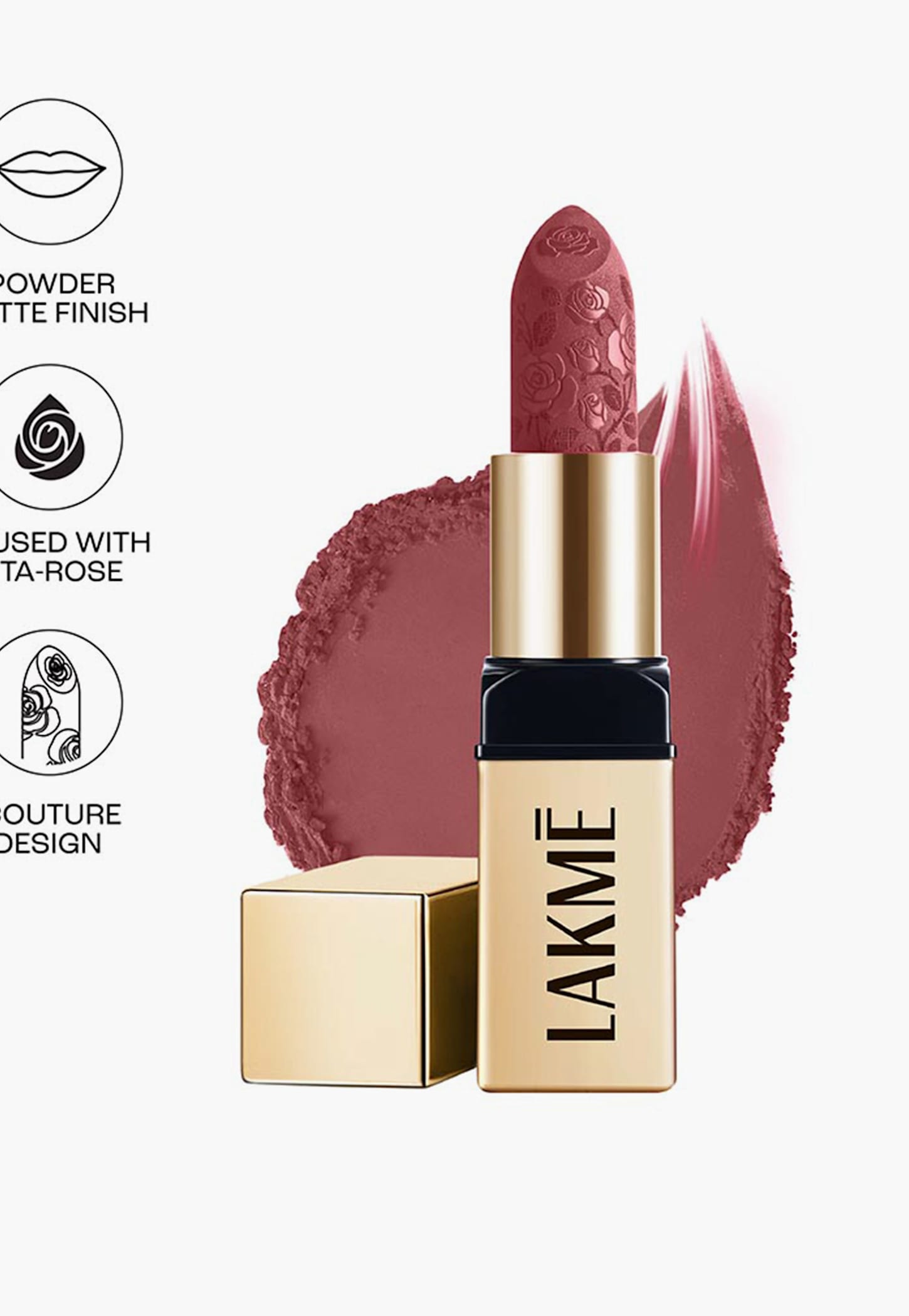 LAKME Rouge Bloom Powder Matte Bullet Lipstick - 206 Blush Peony - 4gm-picture-21