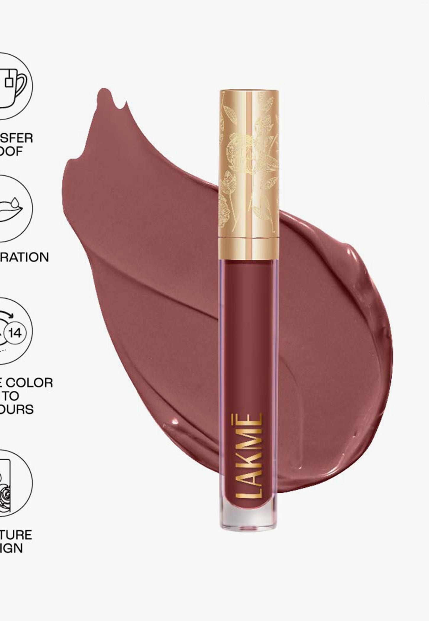 LAKME Rouge Bloom Matte Lip Liquid - 305 Cinnamon Sensation - 3.5ml-image-2