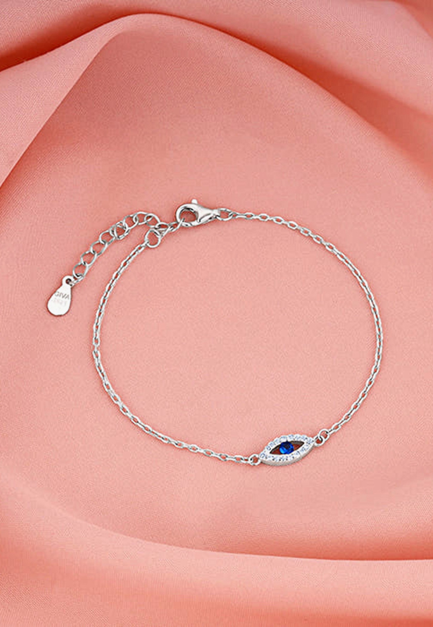 GIVA Sterling Silver Evil Eye Blue Bracelet-image-7