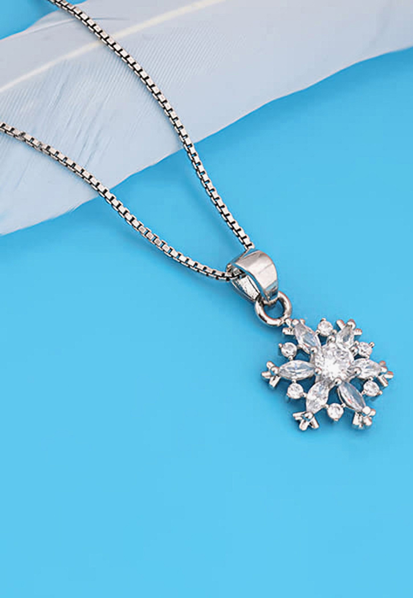 GIVA Sterling Silver Snowflake Pendant with Chain-picture-16
