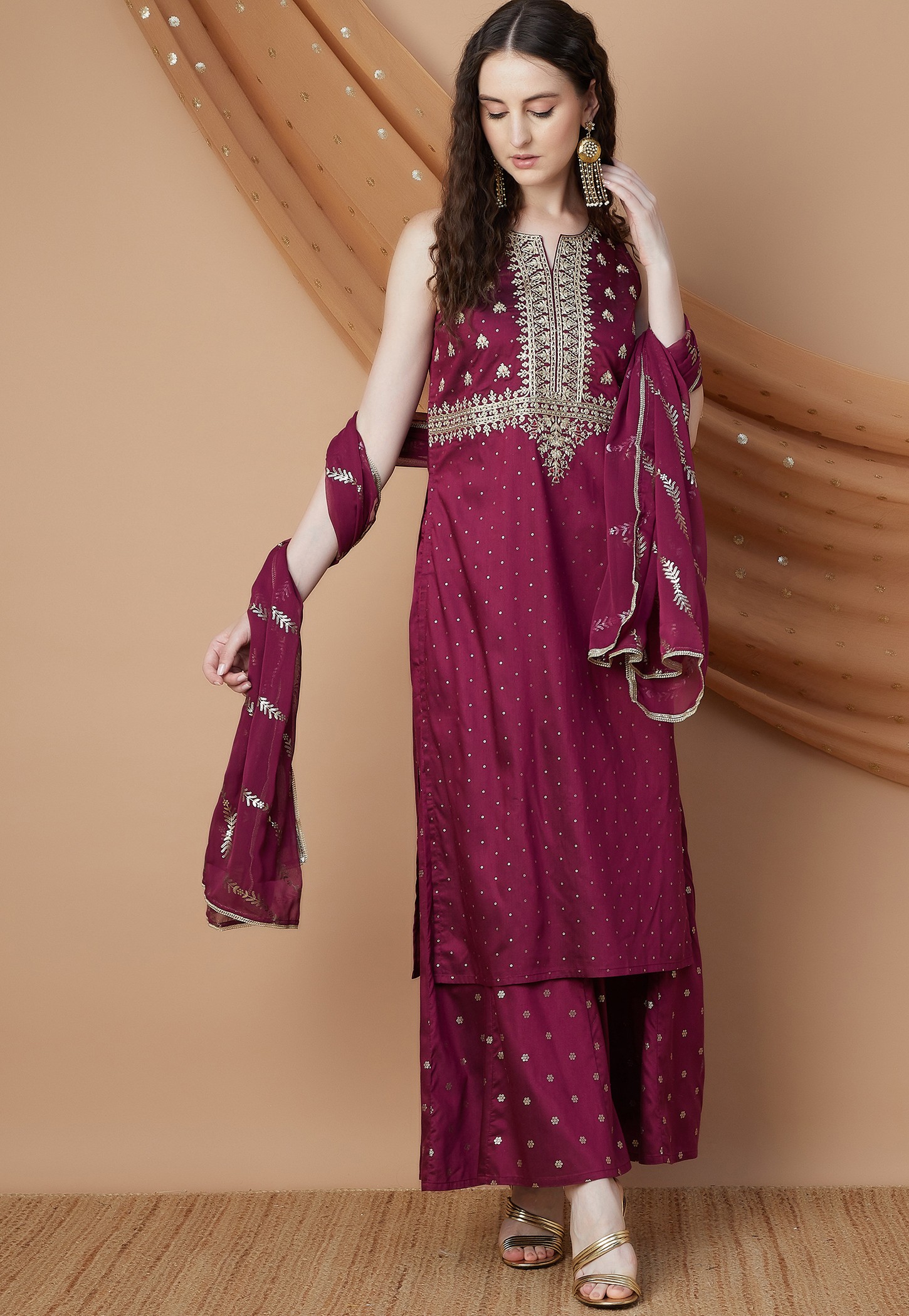 MELANGE Embroidered Straight Kurta Set-image-29