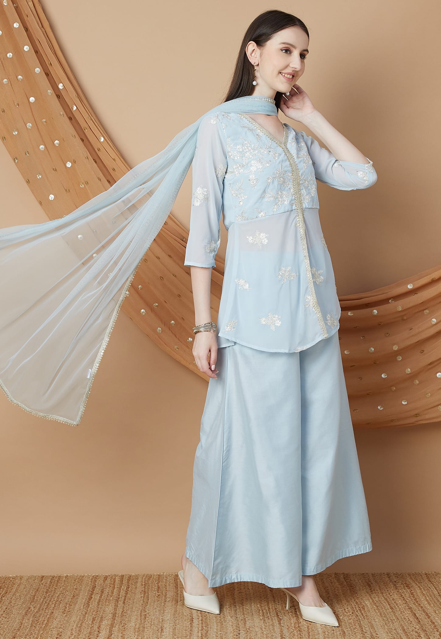 MELANGE Embroidered Straight Kurti Set-picture-22