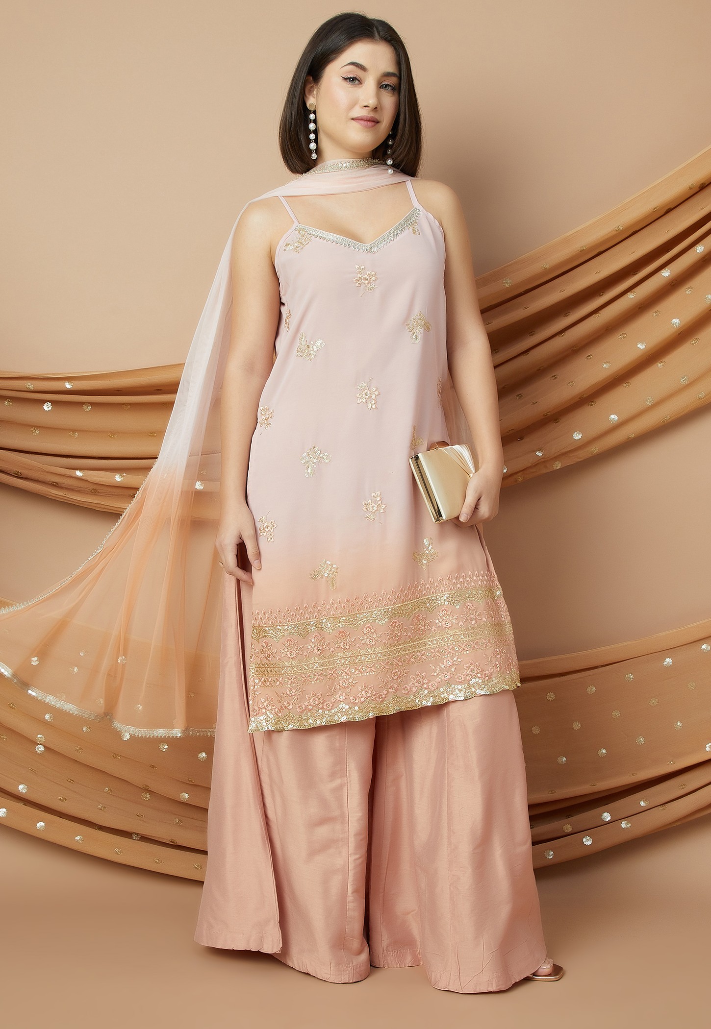 MELANGE Sequinned Straight Kurta Set-image-6